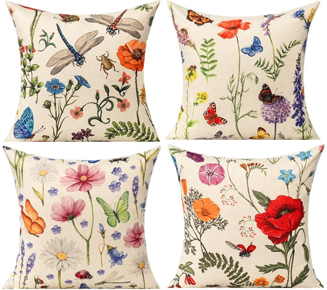 All Smiles Spring Outdoor Patio Throw Pillow Covers