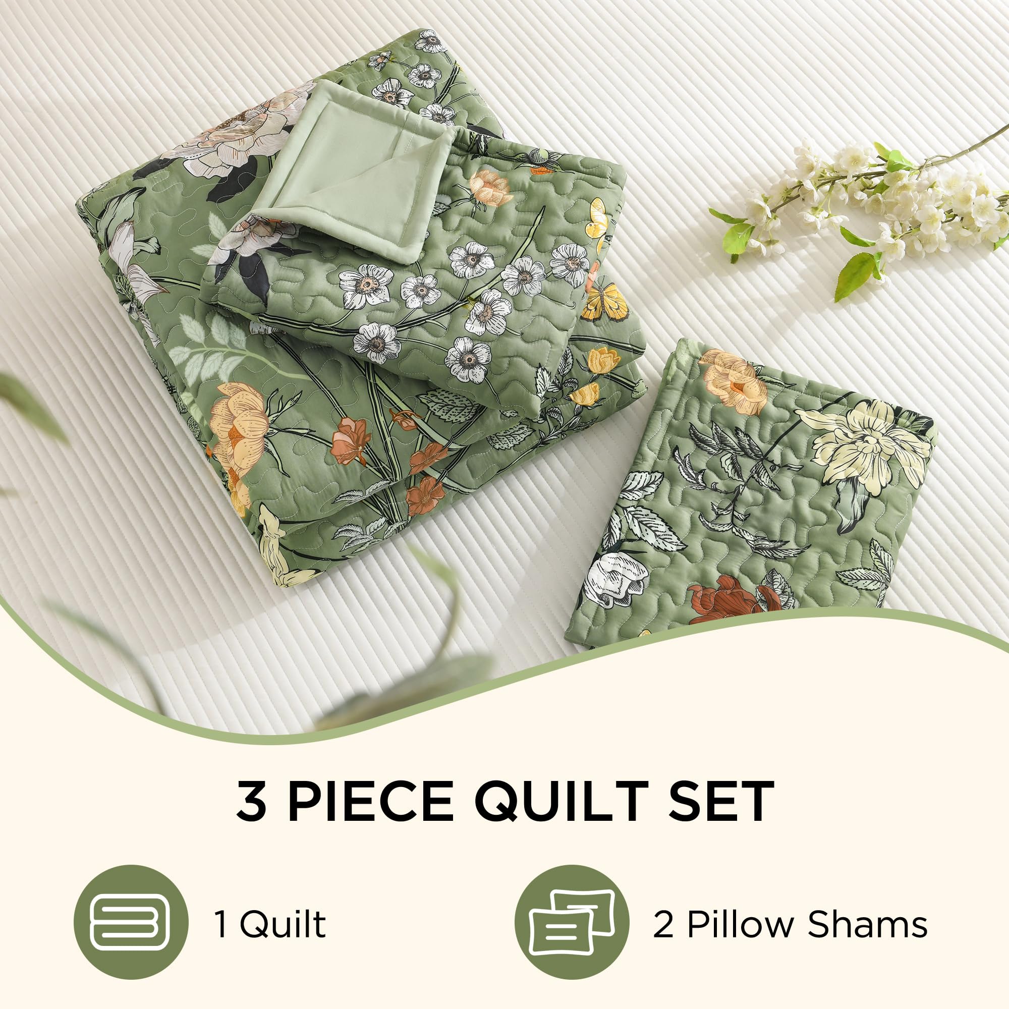 Botanical Floral Quilt Set
