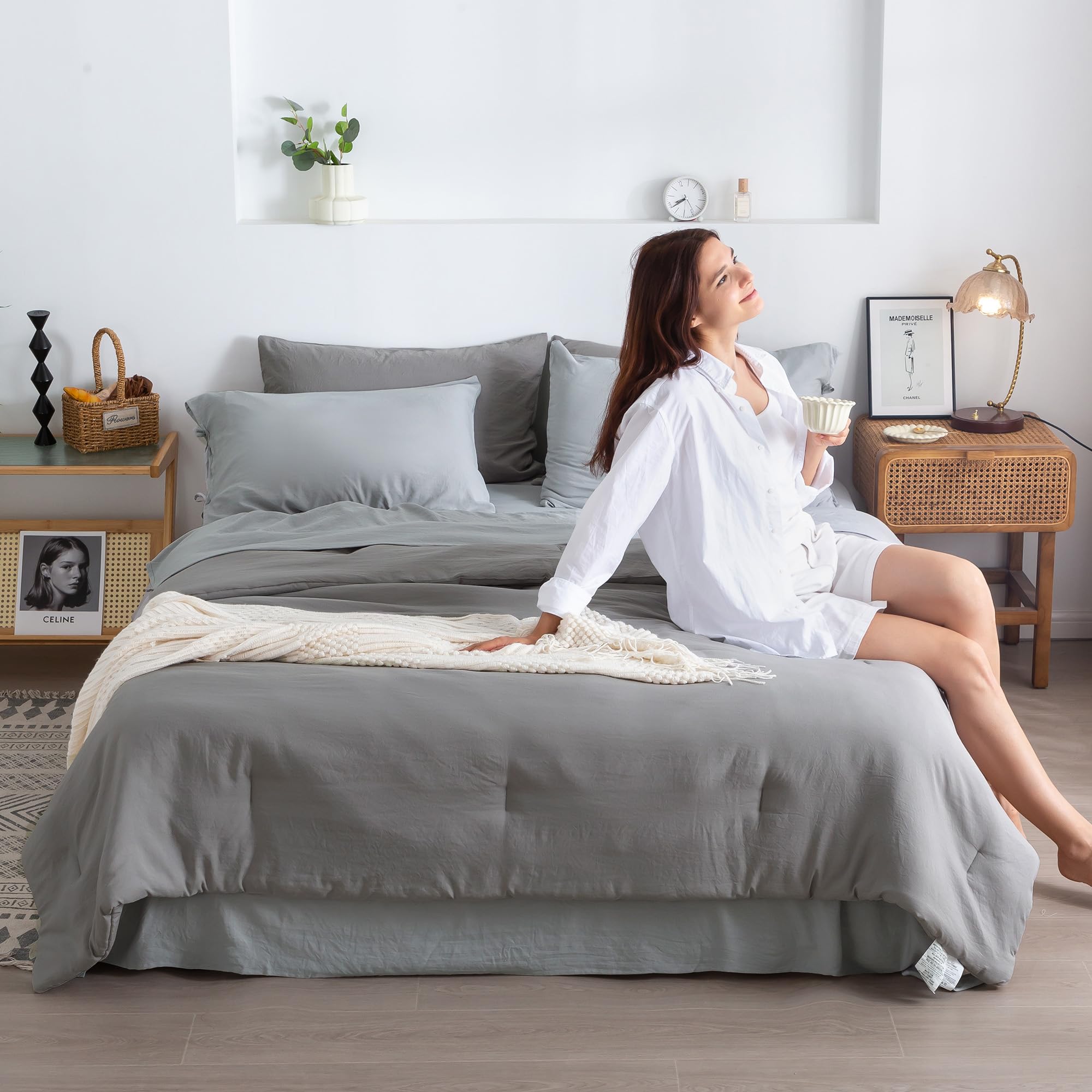 Washed Microfiber Comforter Set